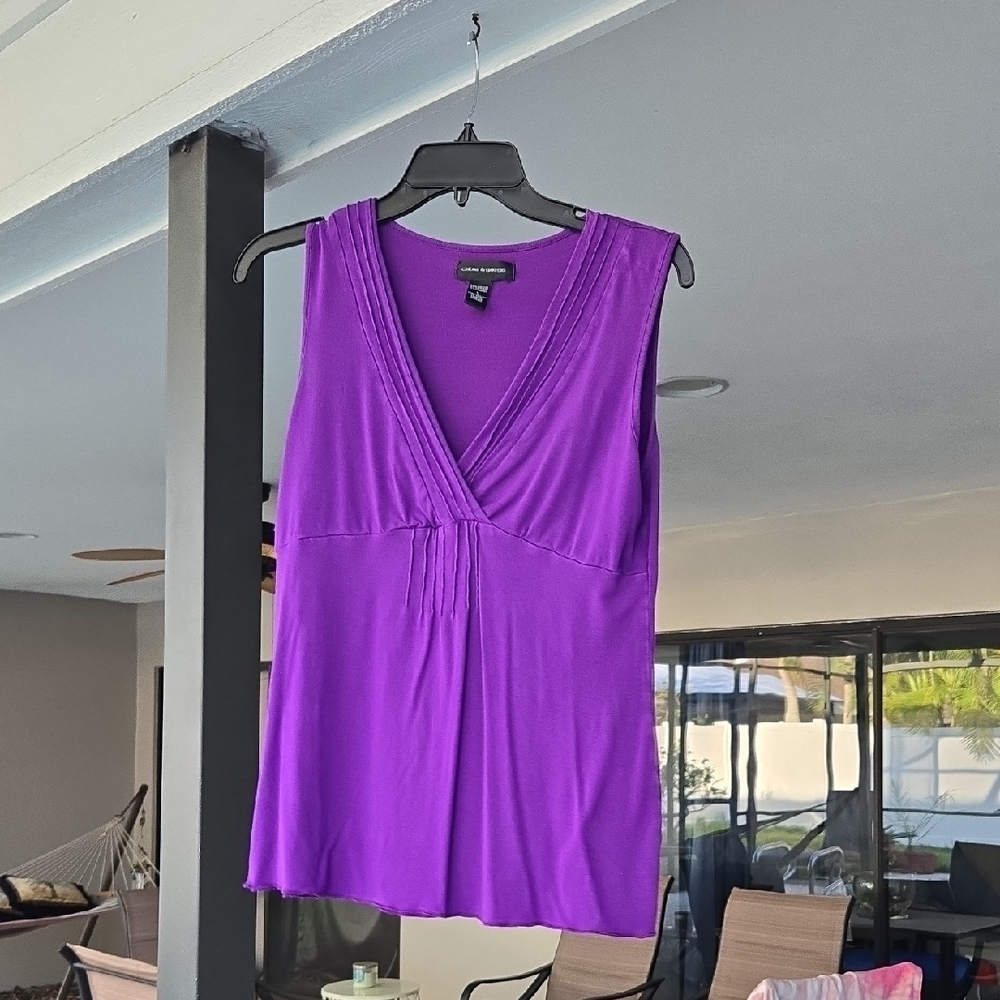 Cable & Gauge Purple Sleeveless Wrap Top